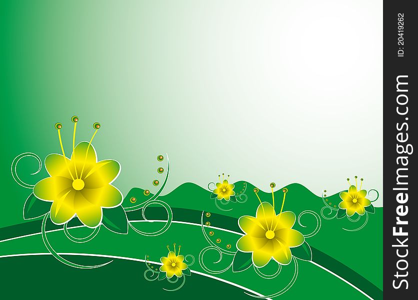 Summer background with yellow flowers