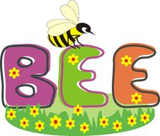 Inscription BEE And Bee On Green Grass Royalty Free Stock Images Inscription BEE And Bee On Green Grass Royalty Free Stock Images