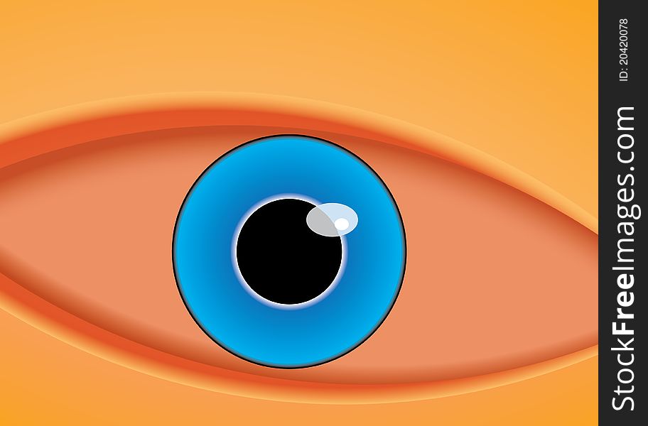 Vector illustration of blue eyes on an orange background. Vector illustration of blue eyes on an orange background