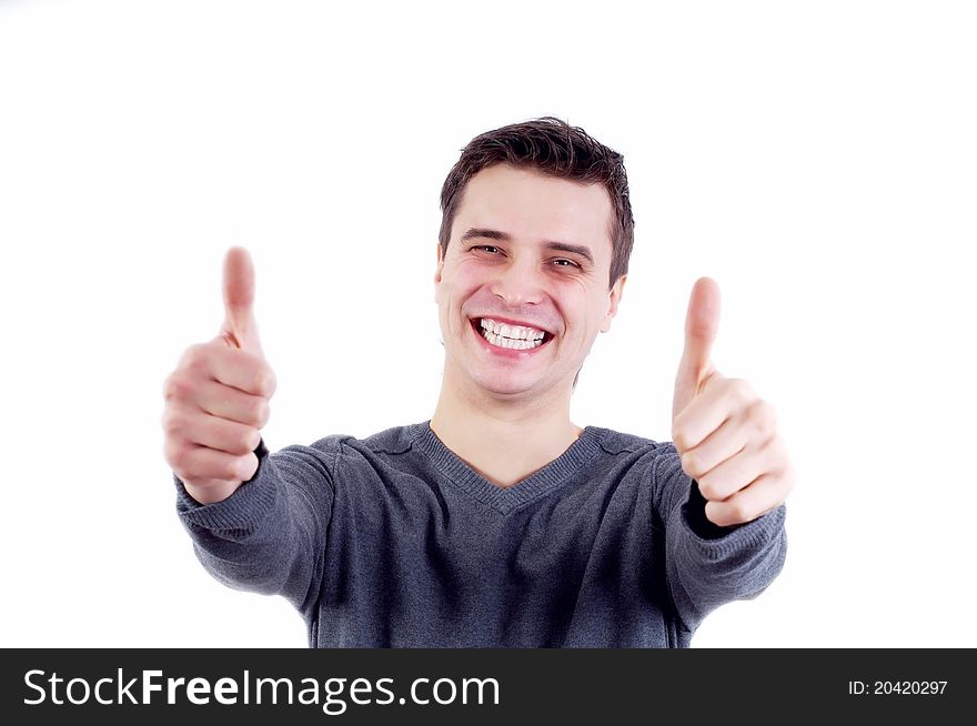 Closeup of a happy young man looking at camera