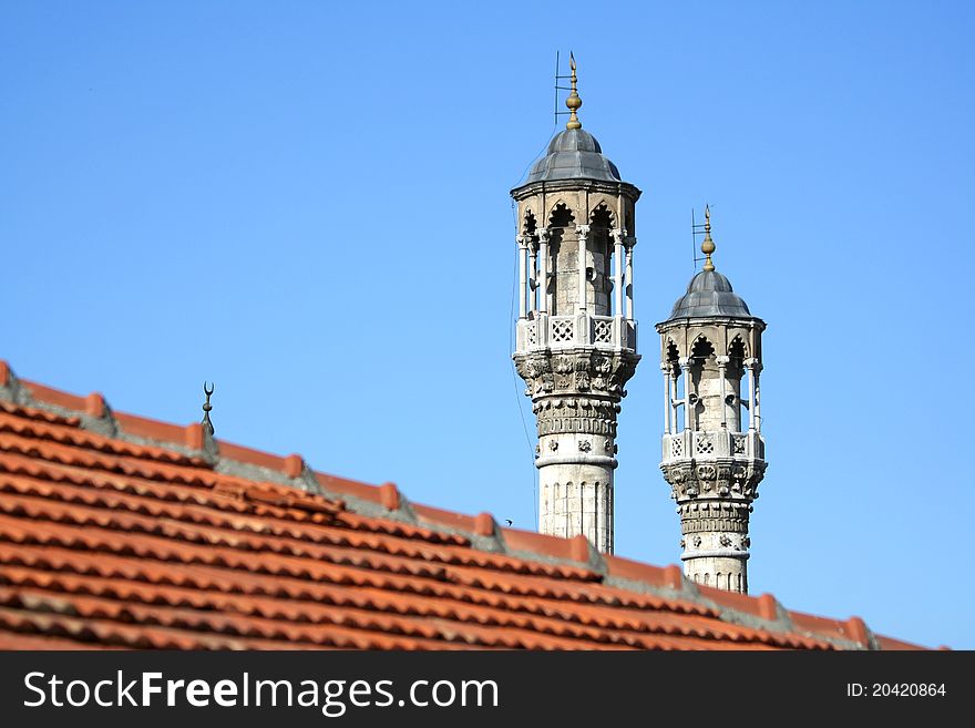 Minaret of the Aziziye mosque in the center of Konya