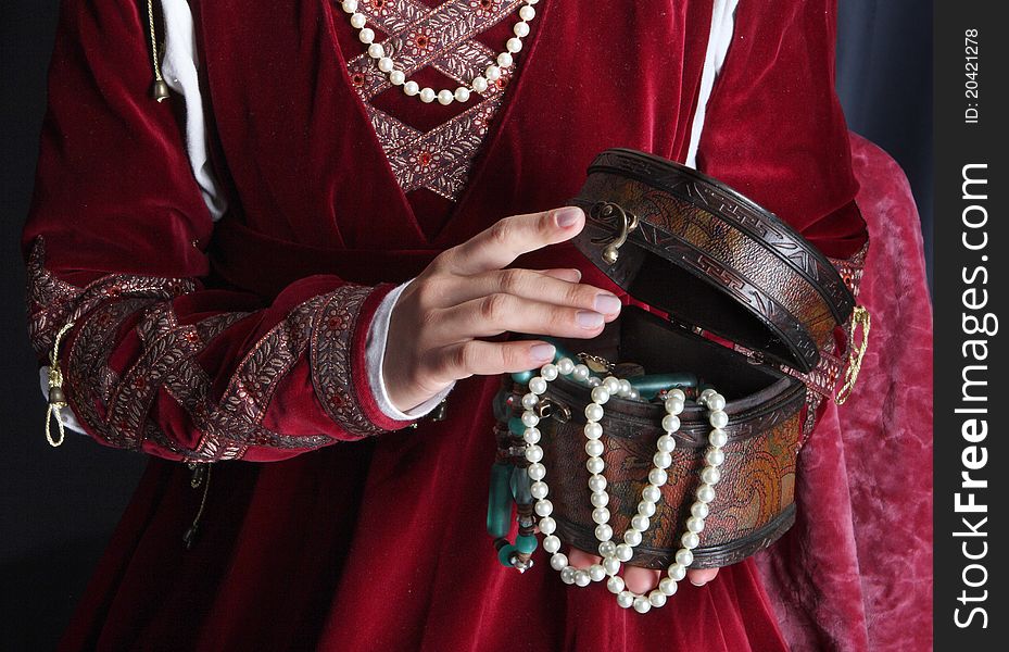 Casket for jeweller in hands