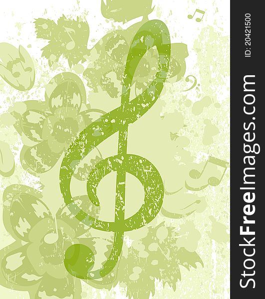 Treble clef against the nature. A illustration. Treble clef against the nature. A illustration