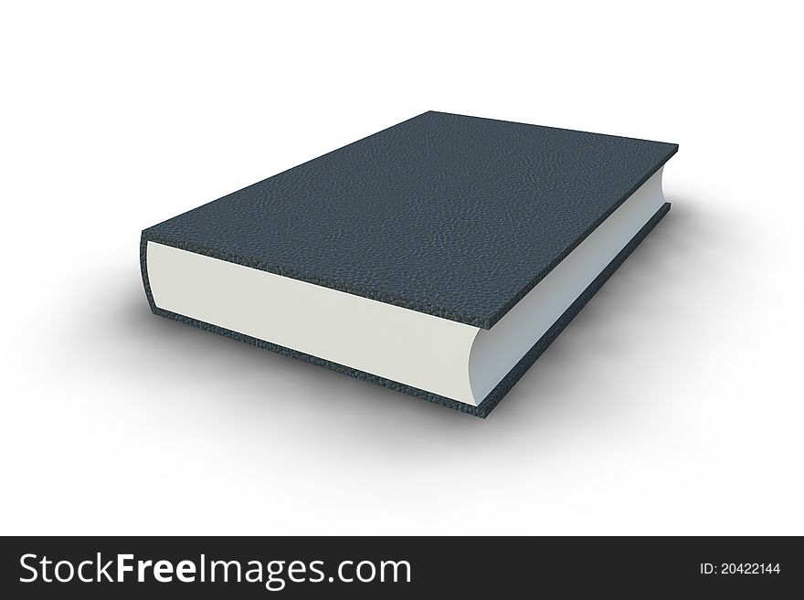 Isolated blue leather 3D book on white background.