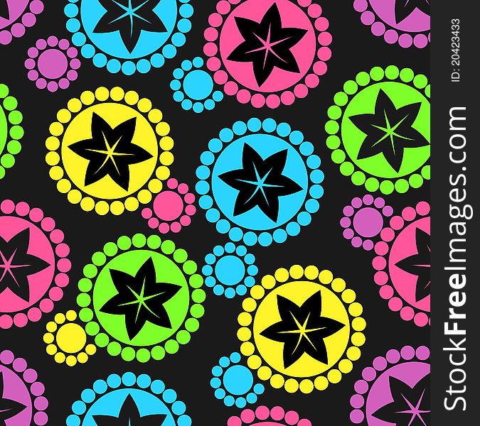 Colorful pattern with flowers and circles. Colorful pattern with flowers and circles