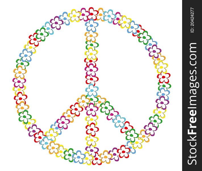 Peace sign made â€‹â€‹of flowers