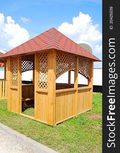 Wooden arbor in city park. Wooden arbor in city park