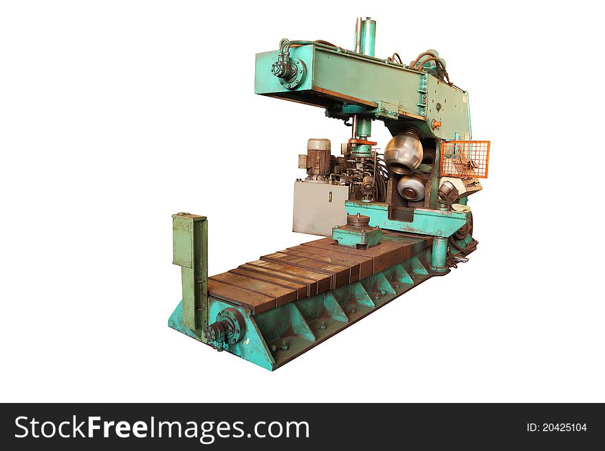 The image of big squeezing machine under the white background
