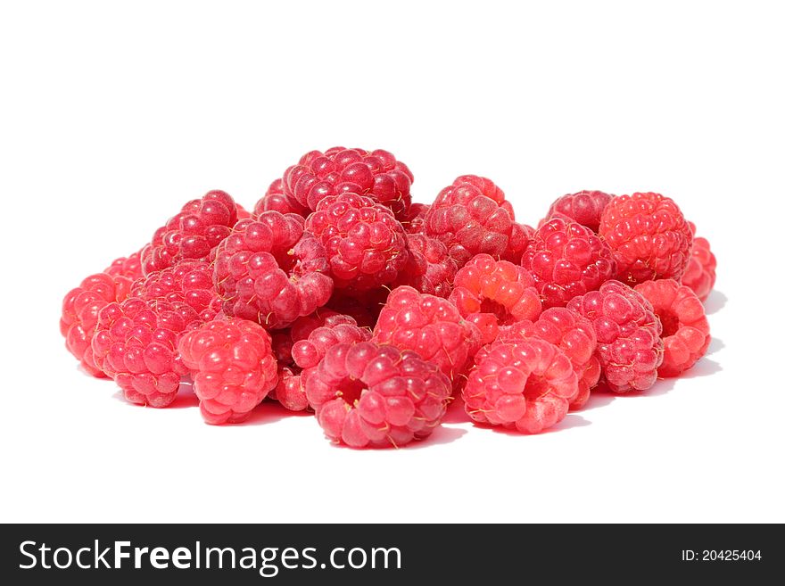 Fresh, juicy and healthy raspberries, red on white. Fresh, juicy and healthy raspberries, red on white