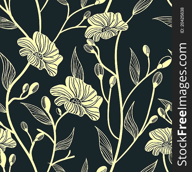 Abstract seamless dark pattern with light flowers. Abstract seamless dark pattern with light flowers