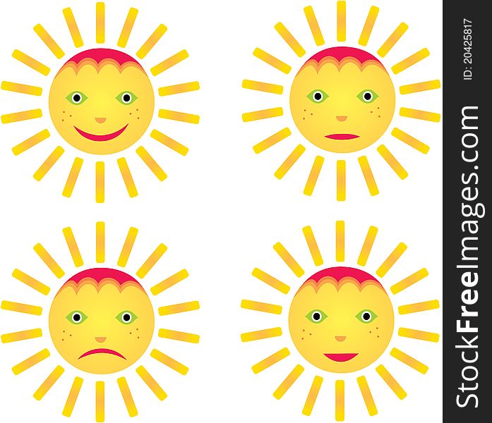 Four smiley sun, the four emotions