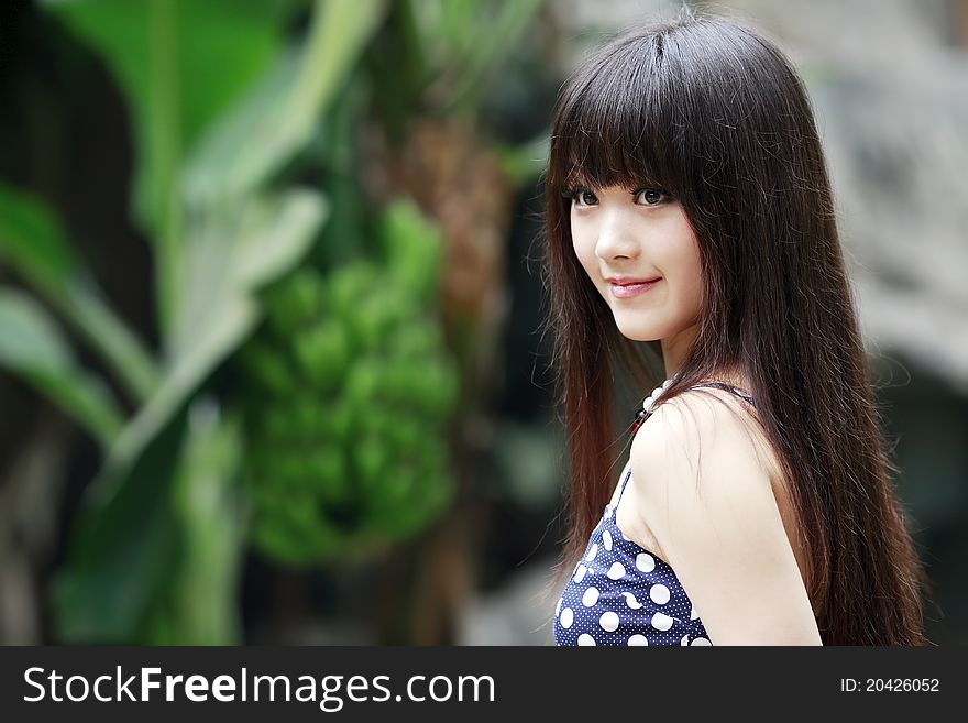 Asian beauty outdoor portrait in summer. Asian beauty outdoor portrait in summer.