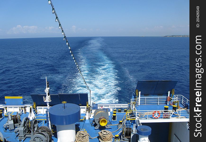 View from the ferry on way to Zakynthos island Greece