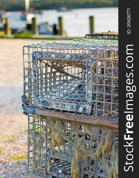 A well used fisherman's crab or lobster trap. A well used fisherman's crab or lobster trap