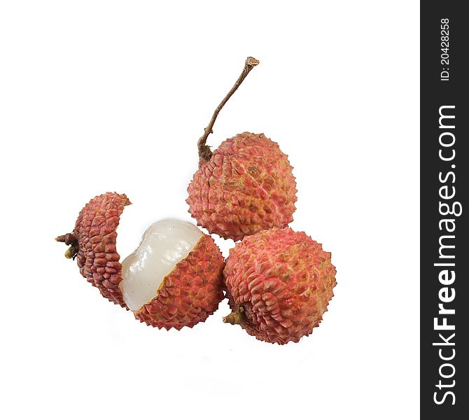This is three litchi, they are very beautiful, one of the skinning, quietly in there.