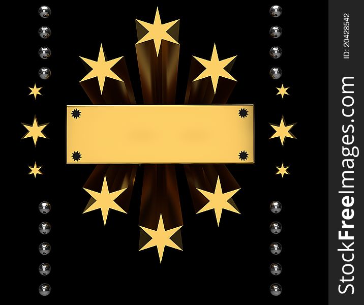 Dark background with gold stars and a place for the label