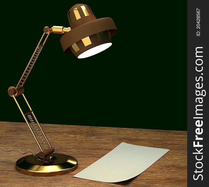 Gold lamp desk on a black background