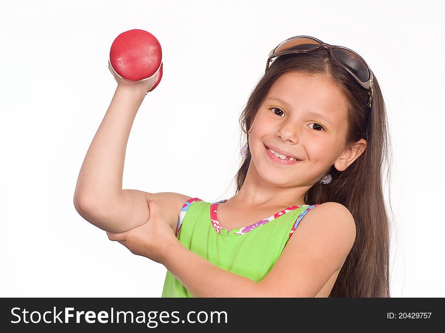 Portrait of a little girl in green clothes. Portrait of a little girl in green clothes