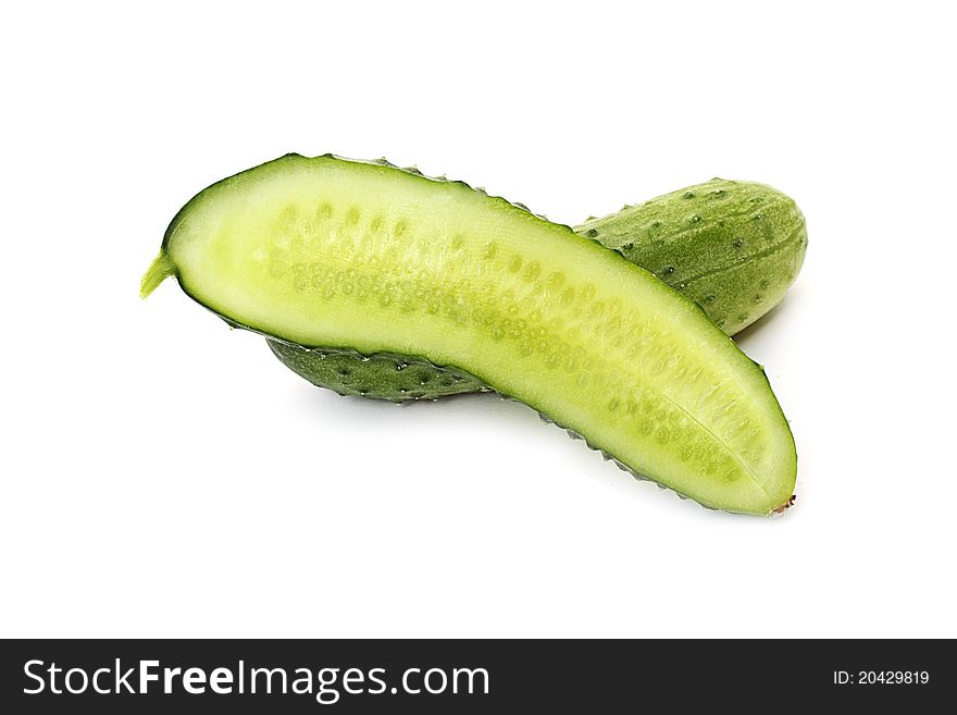 Cucumbers on white background close-up photo