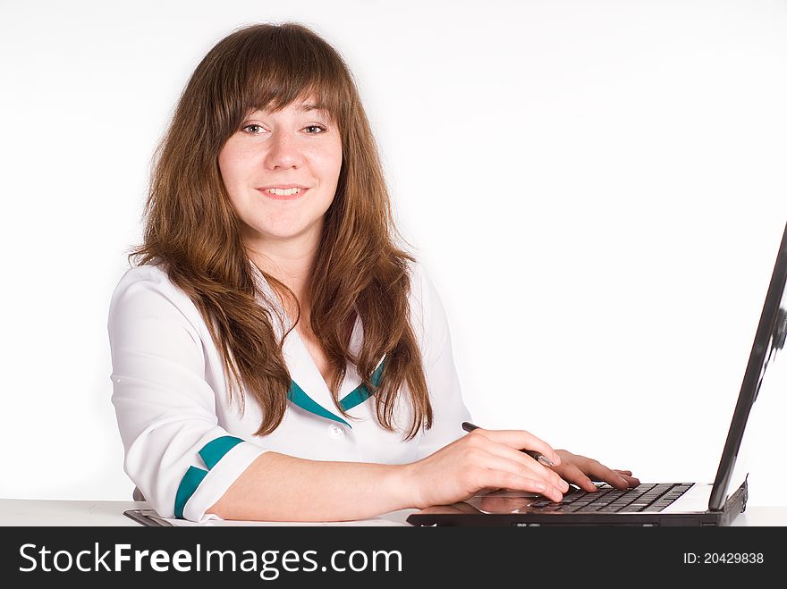 Portrait of a cute nurse on a white. Portrait of a cute nurse on a white