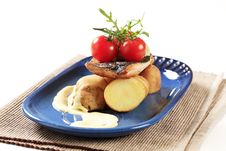 Pan Fried Trout And Potatoes Stock Photo Pan Fried Trout And Potatoes Stock Photo