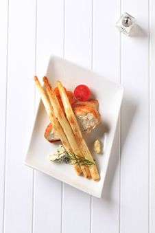 Pan Fried Chicken Breast And Asparagus Royalty Free Stock Photo Pan Fried Chicken Breast And Asparagus Royalty Free Stock Photo