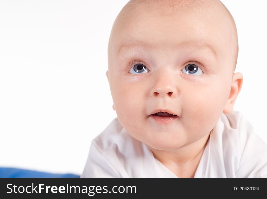 Portrait of a cute baby on white. Portrait of a cute baby on white