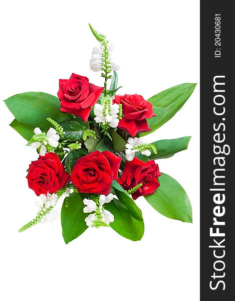 Red roses beautiful bouquet on white background. Red roses beautiful bouquet on white background
