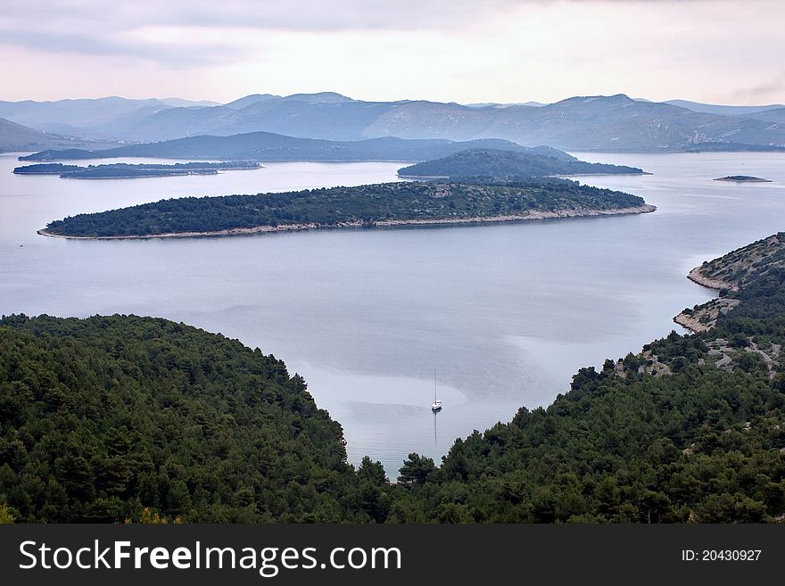 A look over Croatian islands on a wind-free day