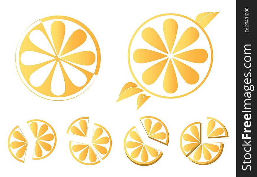 Set of orange icons isolated on white