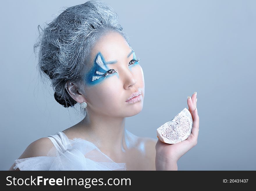 Portrait of woman with creative makeup. Portrait of woman with creative makeup