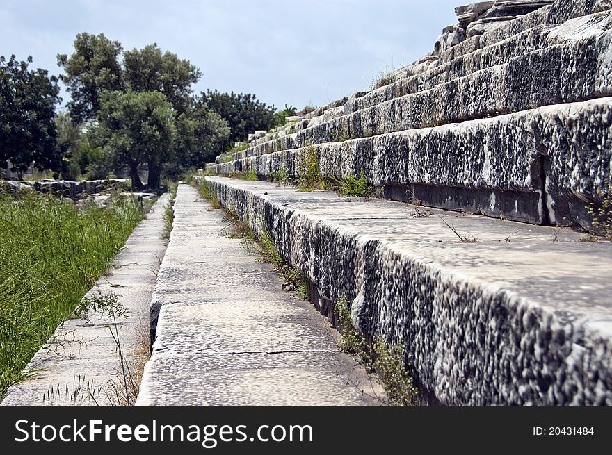 Ancient overgrown steps to a temple and stadium. Ancient overgrown steps to a temple and stadium