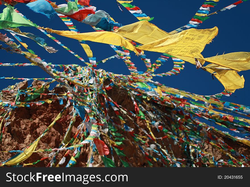 Tibetan Prayer Flags at Namtso Lake in Tibet