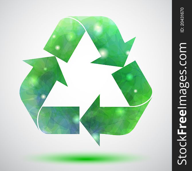 Recycling green symbol with lights. Recycling green symbol with lights