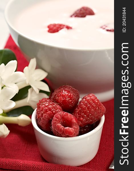 Raspberry with yogurt