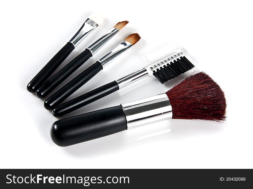 Cosmetic Brushes on white background