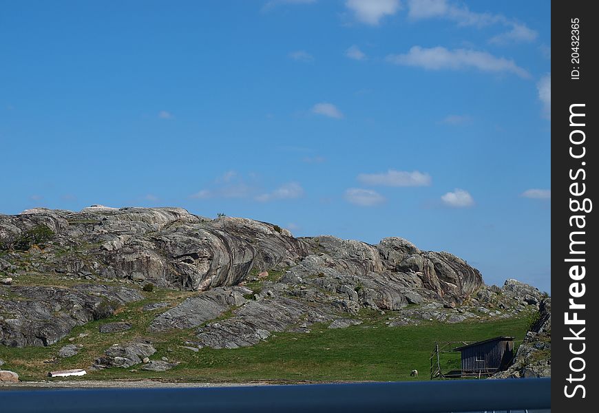 Boat house by the seaside outside of Gothenburg, Sweden.