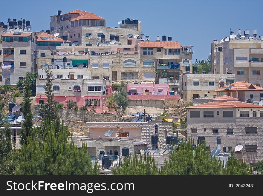 Typical picturesque buildings in arab village near Jerusalem. Typical picturesque buildings in arab village near Jerusalem