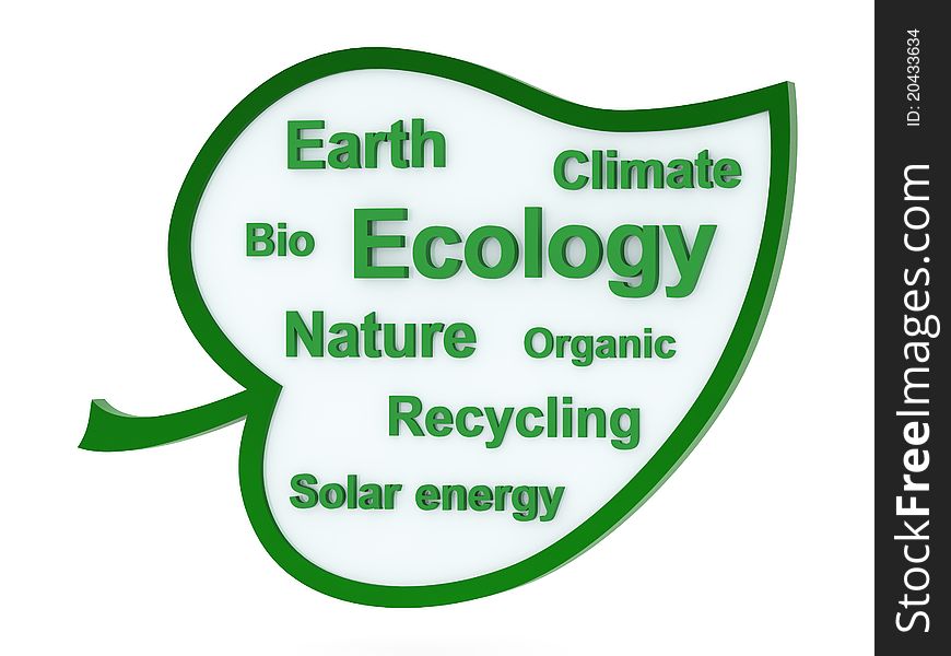 Speech bubble or tag cloud with ecological words on white