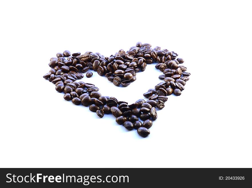 Coffee heart isolated on white