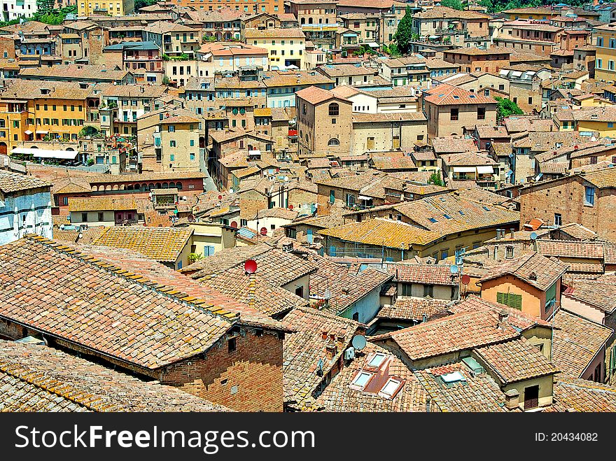 On the photo: Panorama of Siena, Italy. On the photo: Panorama of Siena, Italy