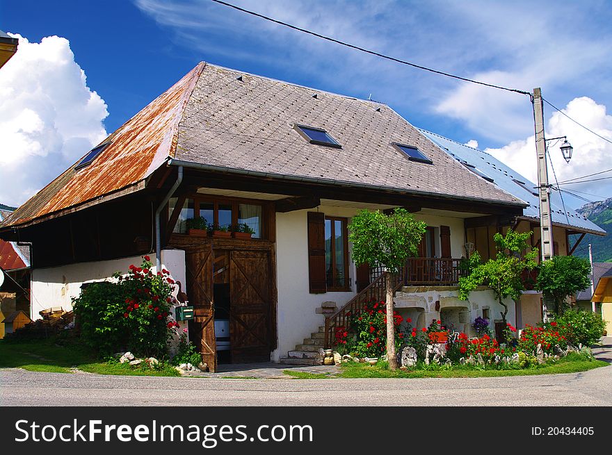 Typical rural house in the bauge park in french alps