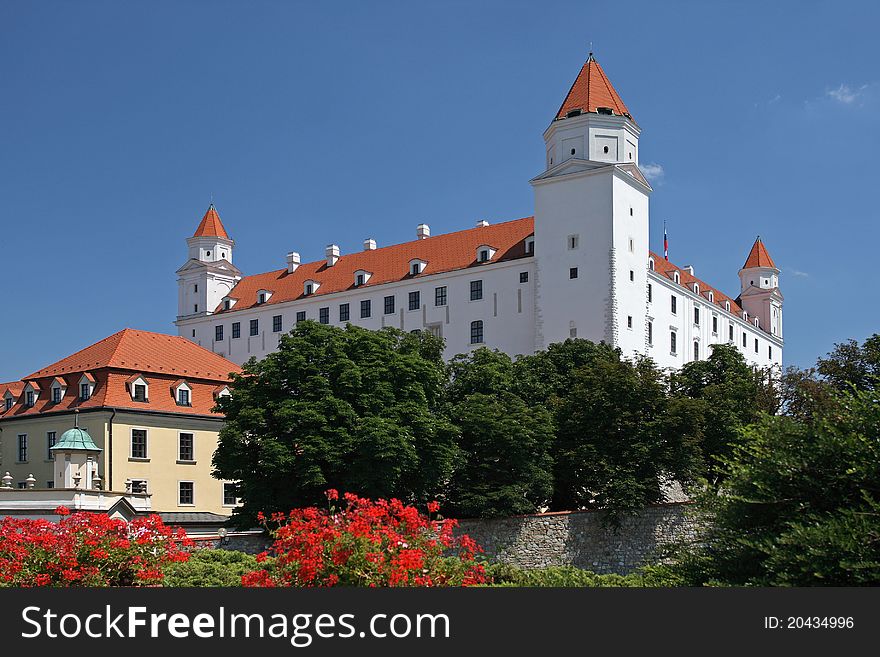 Bratislava castle - characteristic feature of panoramic view of the city.