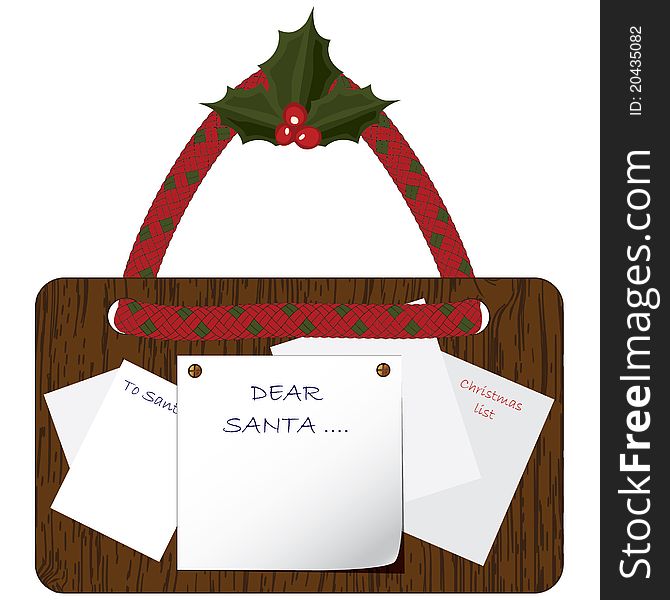 Christmas board. Letter to Dear Santa. Space for your text.