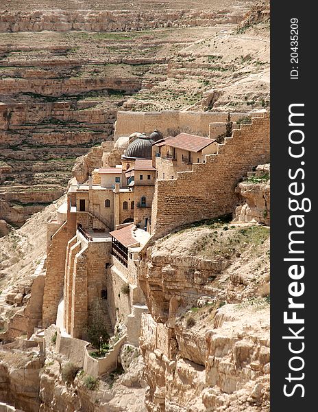 Travel at spring in judean desert for hermits caves and monk monastery