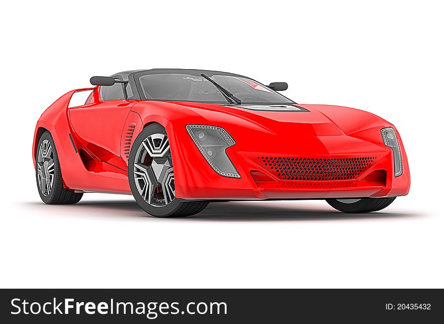 3D render of modern concept car on white background. 3D render of modern concept car on white background