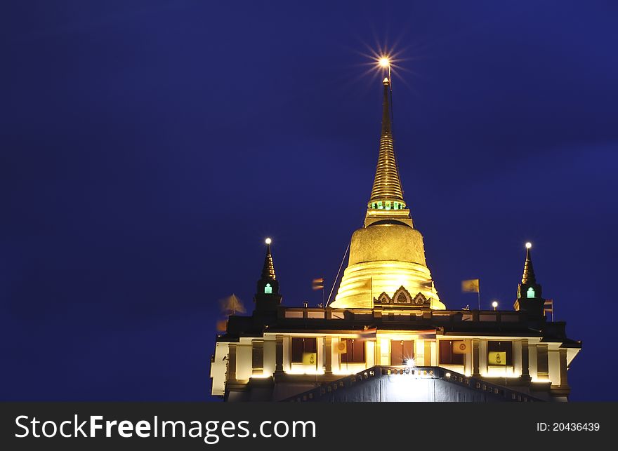 Golden Mountain, Night scene, Bangkok, Thailand. Golden Mountain, Night scene, Bangkok, Thailand