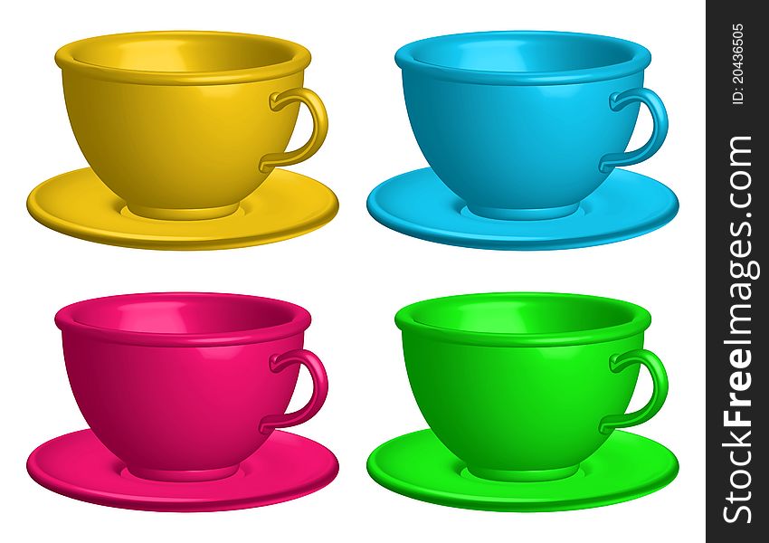 Color cups isolated