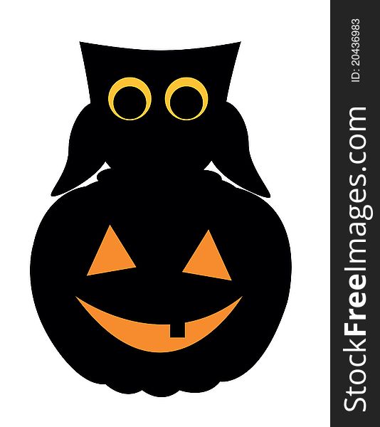 Owl and pumpkin on halloween