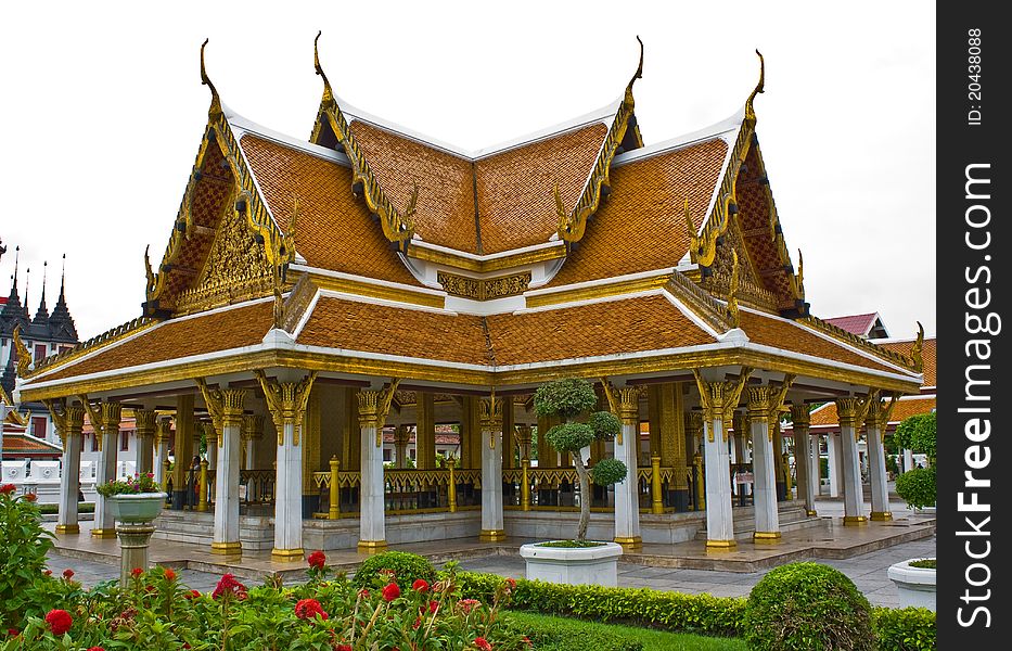 Traditional Thai pavilion at Wat Ratchanadda, Loha Prasat,Bangkok